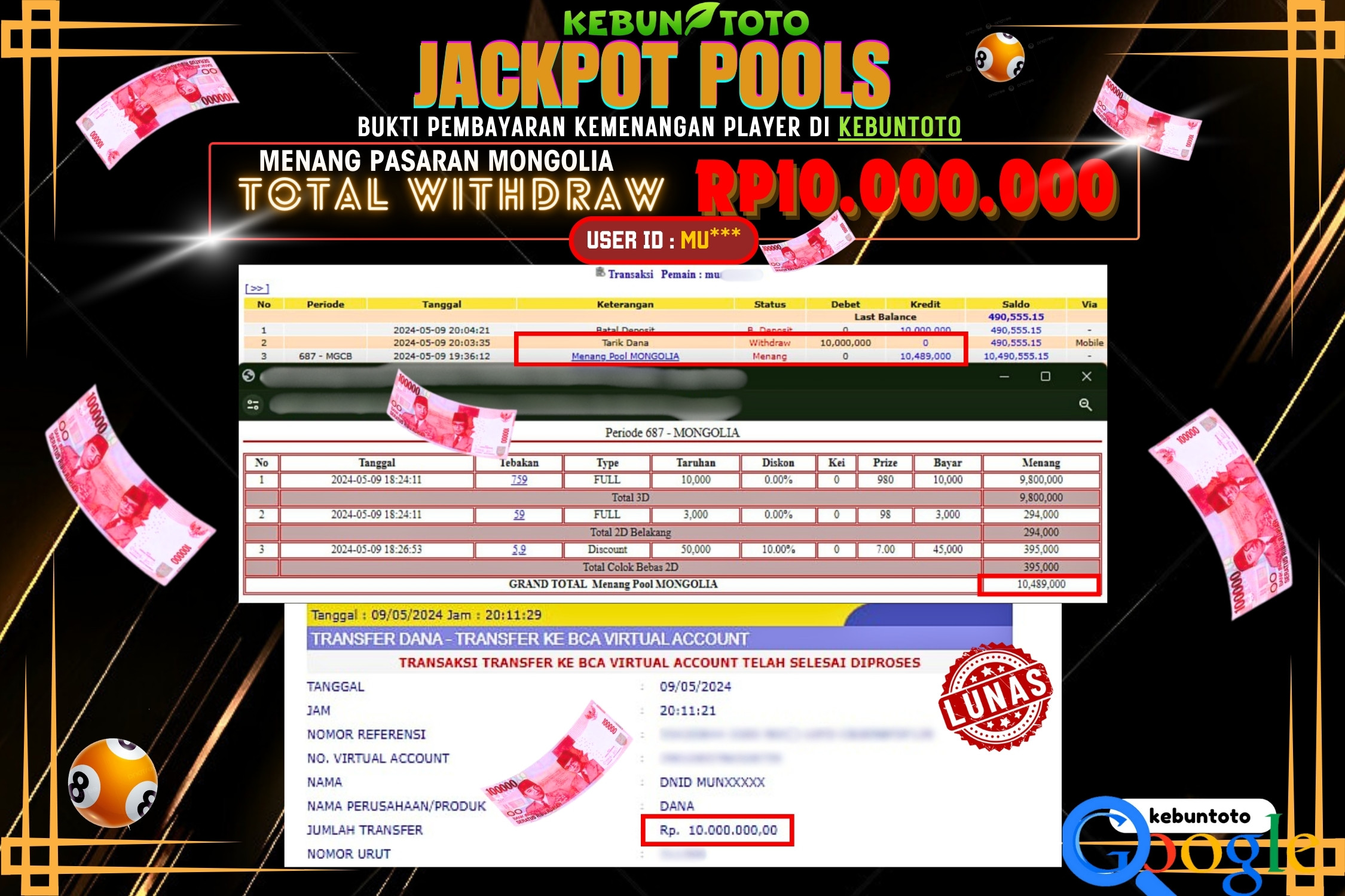 KEBUNTOTO JACKPOT TOGEL PASARAN MONGOLIA Rp.10.000.000,- LUNAS