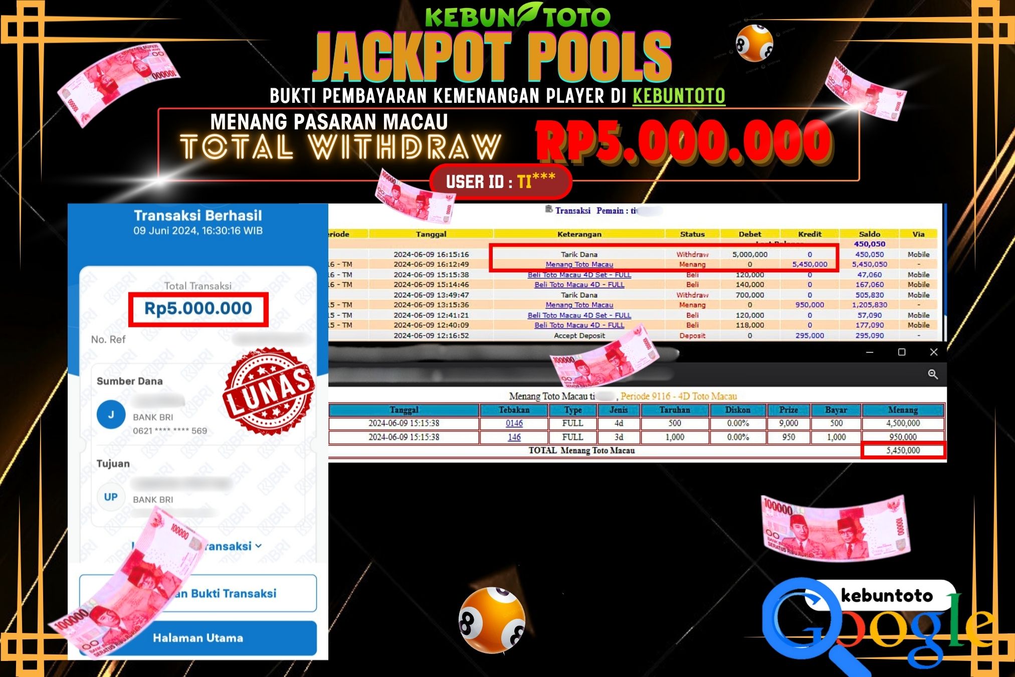 KEBUNTOTO JACKPOT TOGEL PASARAN MACAU Rp.5.000.000,- LUNAS