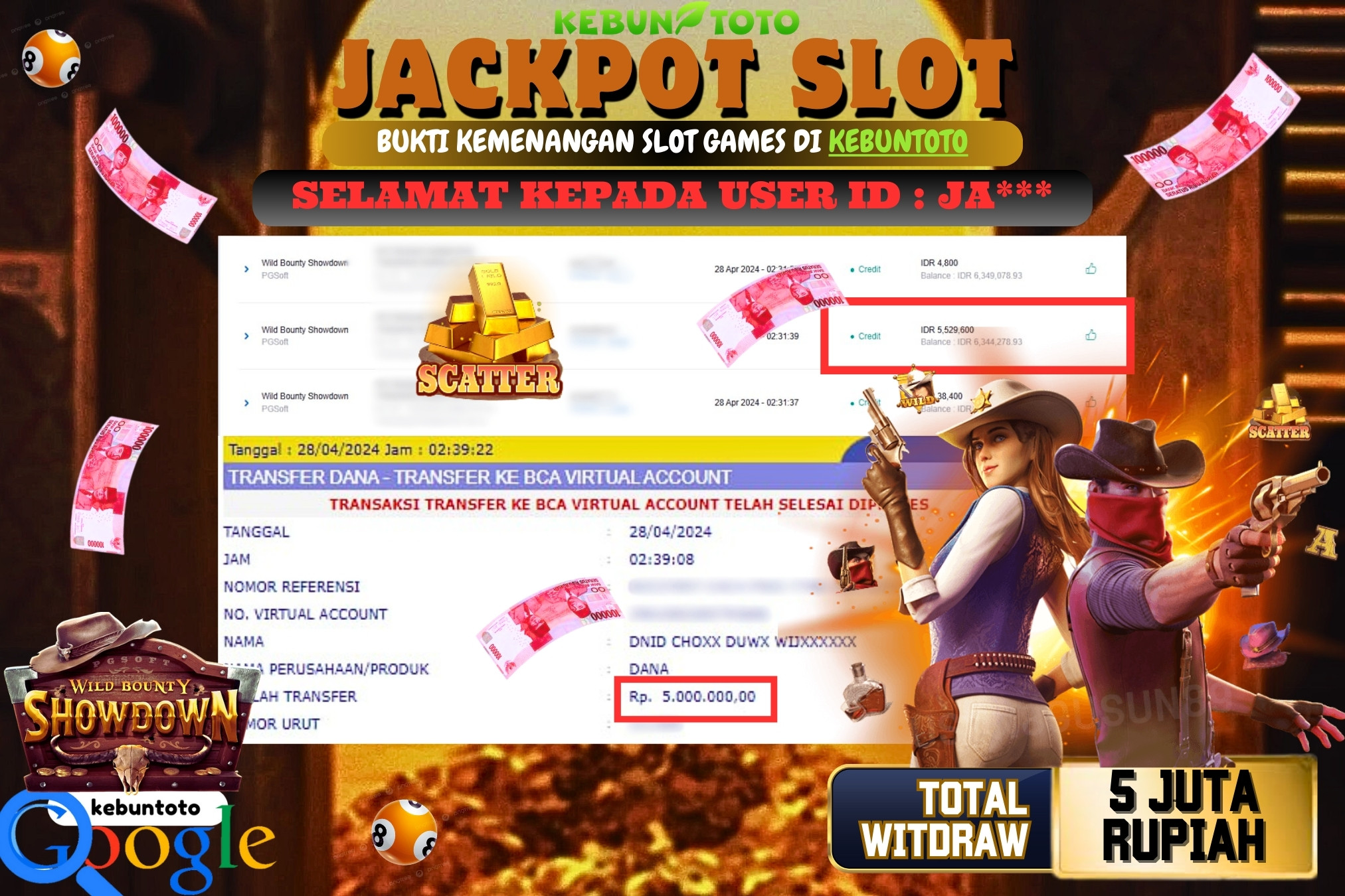 KEBUNTOTO JACKPOT SLOT WILD BOUNTY SHOWDOWN Rp.5.000.000,- LUNAS