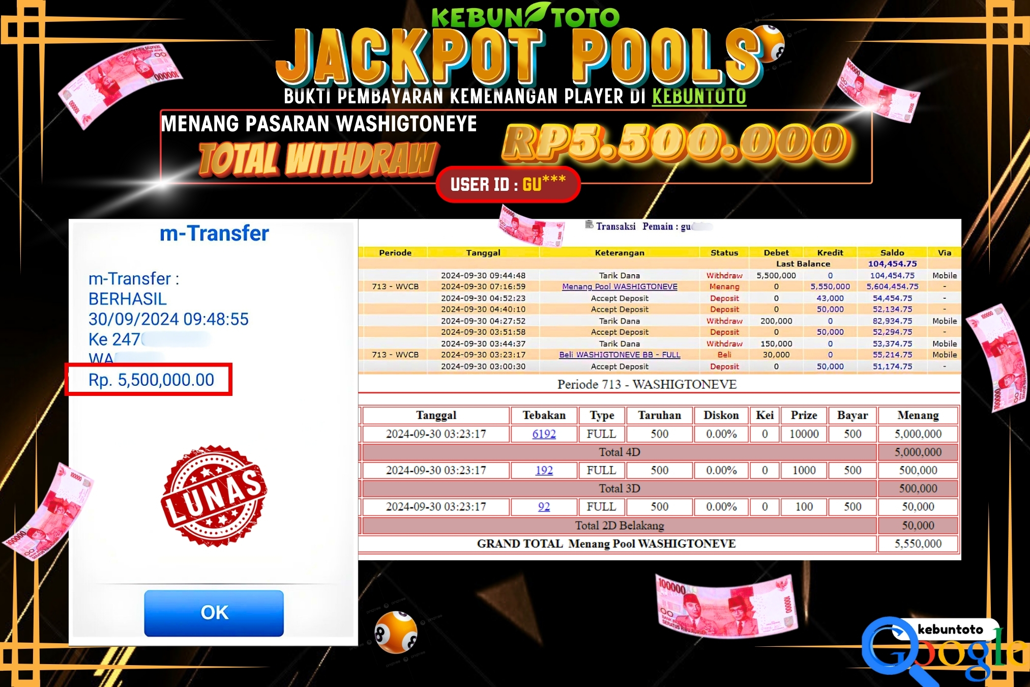KEBUNTOTO JACKPOT TOGEL PASARAN WASHIGTONEVE Rp.5.500.000,- LUNAS