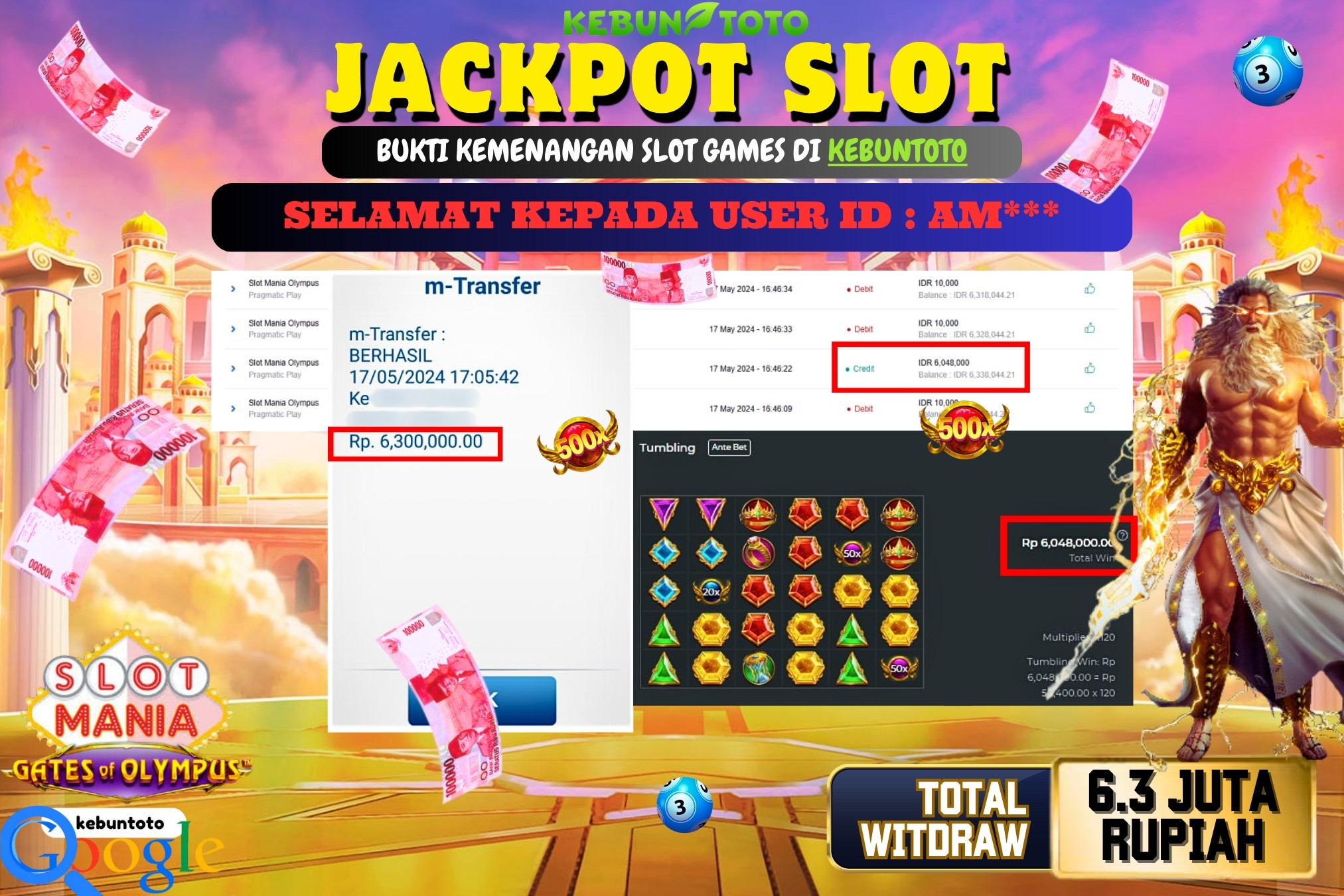 KEBUNTOTO JACKPOT SLOT MANIA OLYMPUS Rp.6.300.000,- LUNAS