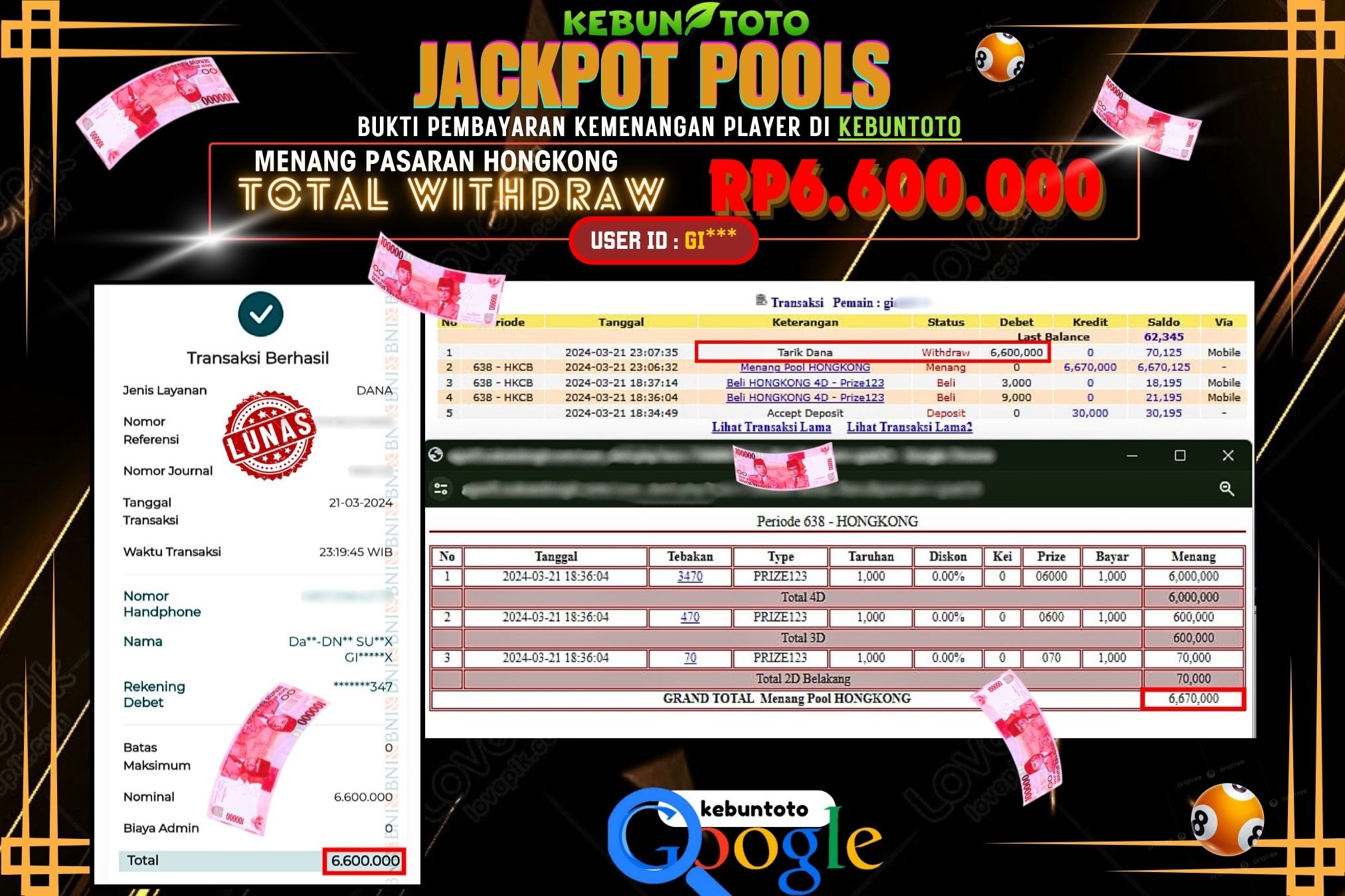 KEBUNTOTO JACKPOT TOGEL PASARAN HONGKONG Rp.6.600.000,- LUNAS
