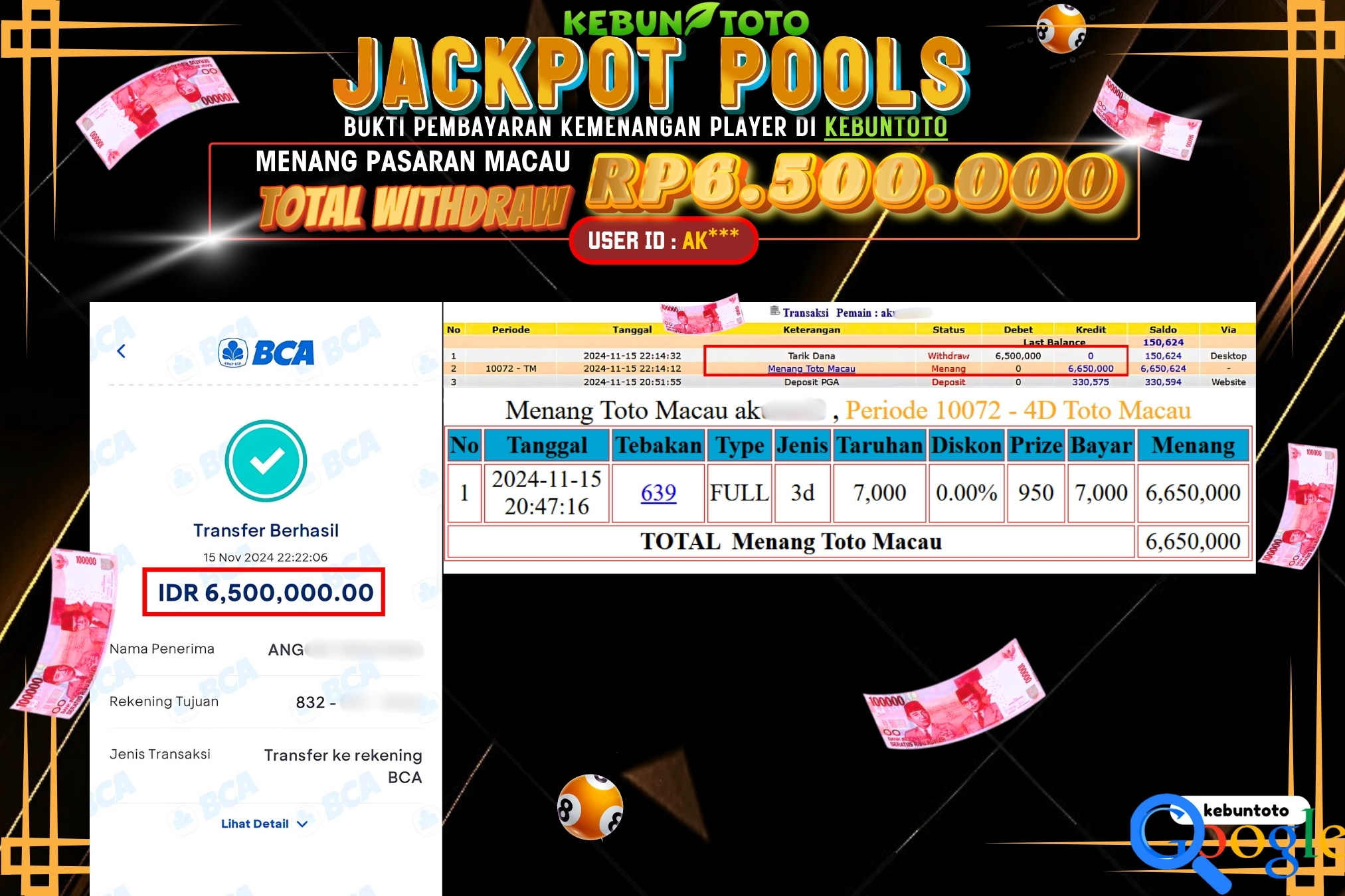 KEBUNTOTO JACKPOT TOGEL PASARAN MACAU Rp.6.500.000,- LUNAS