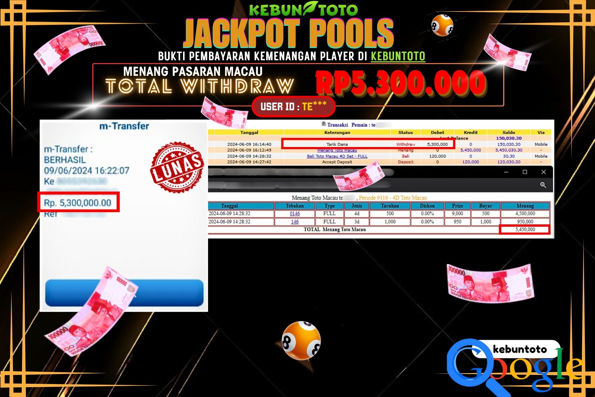 KEBUNTOTO JACKPOT TOGEL PASARAN MACAU Rp.5.300.000,- LUNAS