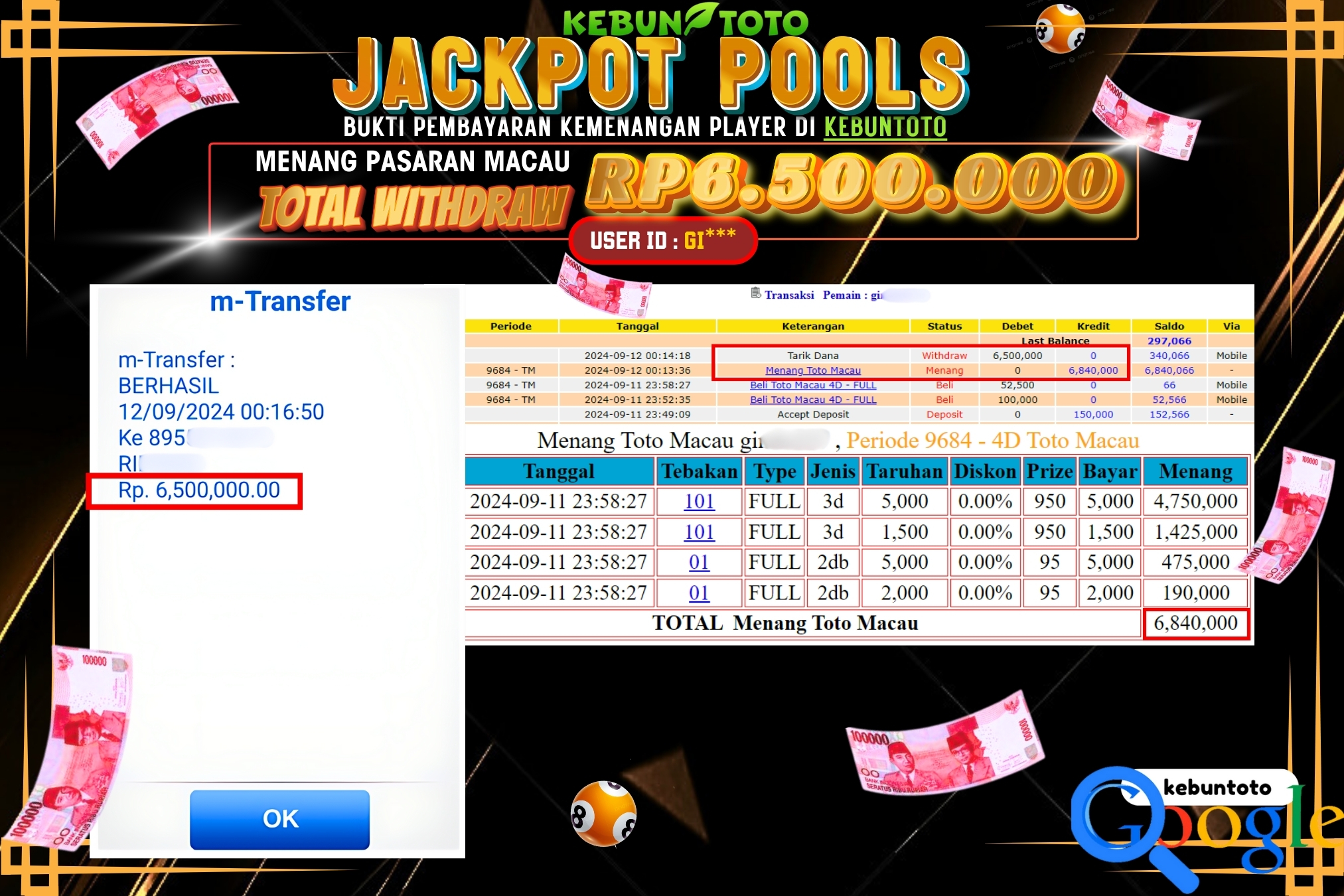 KEBUNTOTO JACKPOT TOGEL PASARAN MACAU Rp.6.500.000,- LUNAS