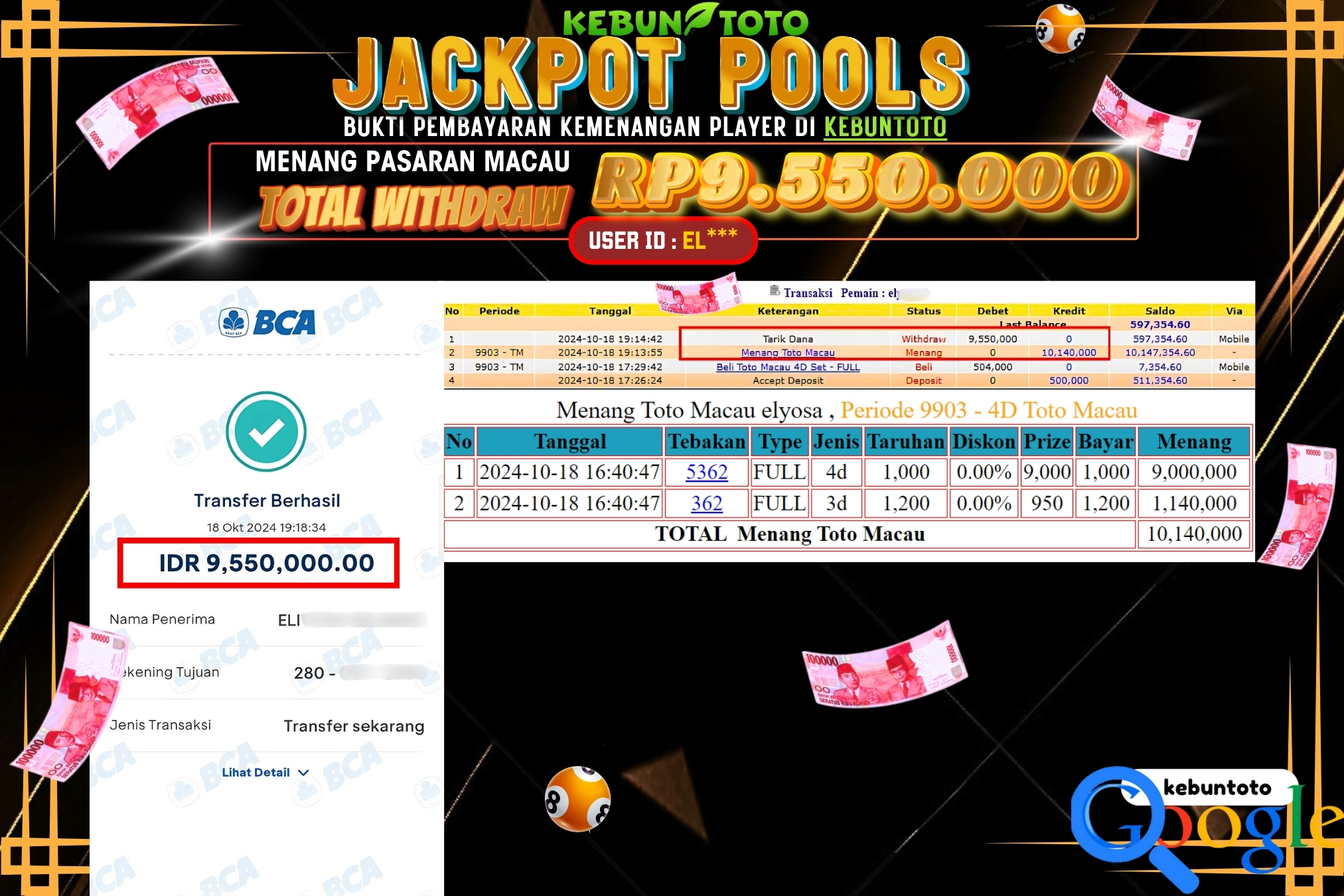 KEBUNTOTO JACKPOT TOGEL PASARAN MACAU Rp.9.550.000,- LUNAS