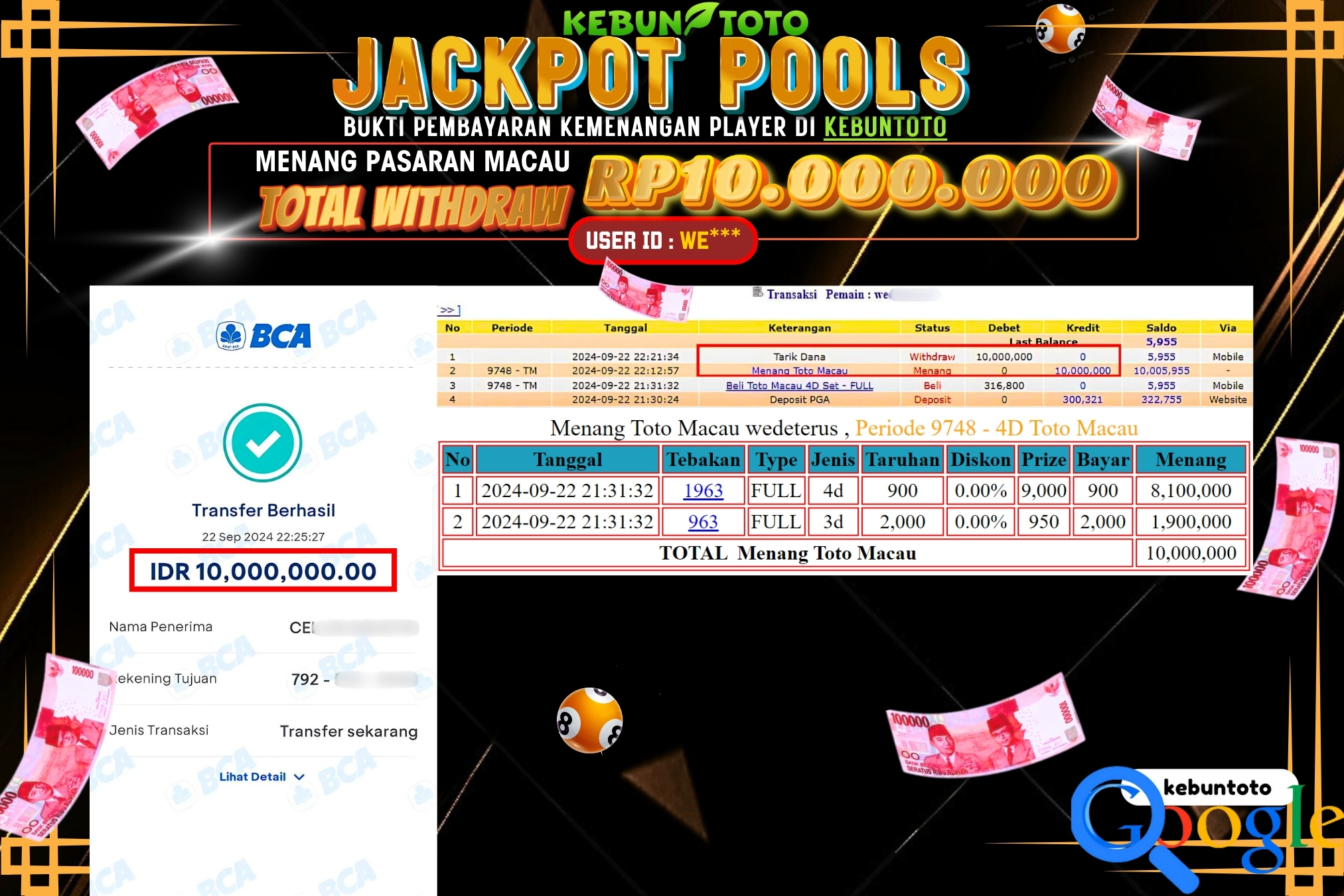 KEBUNTOTO JACKPOT TOGEL PASARAN MACAU Rp.10.000.000,- LUNAS