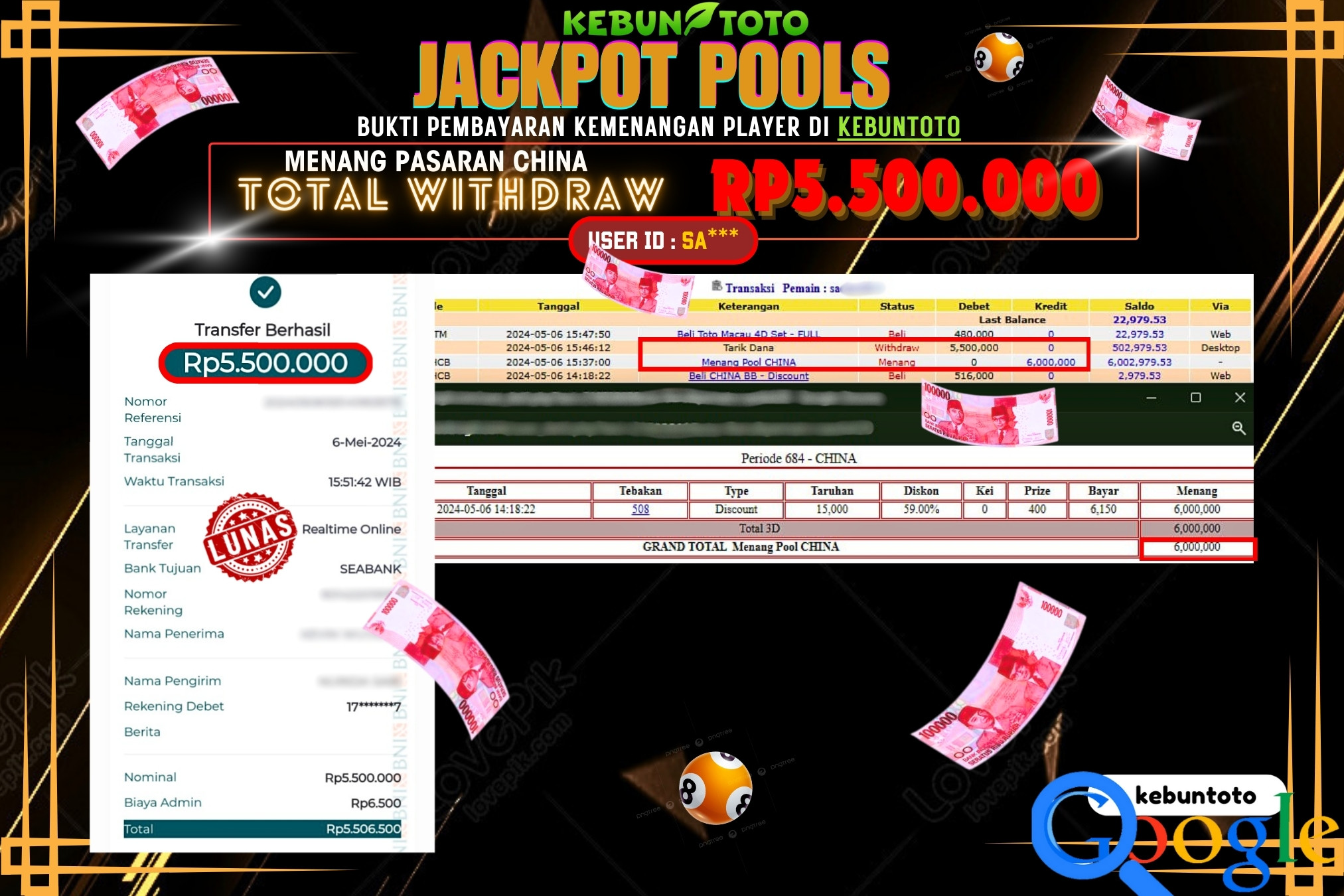 KEBUNTOTO JACKPOT TOGEL PASARAN CHINA Rp.5.500.000,- LUNAS