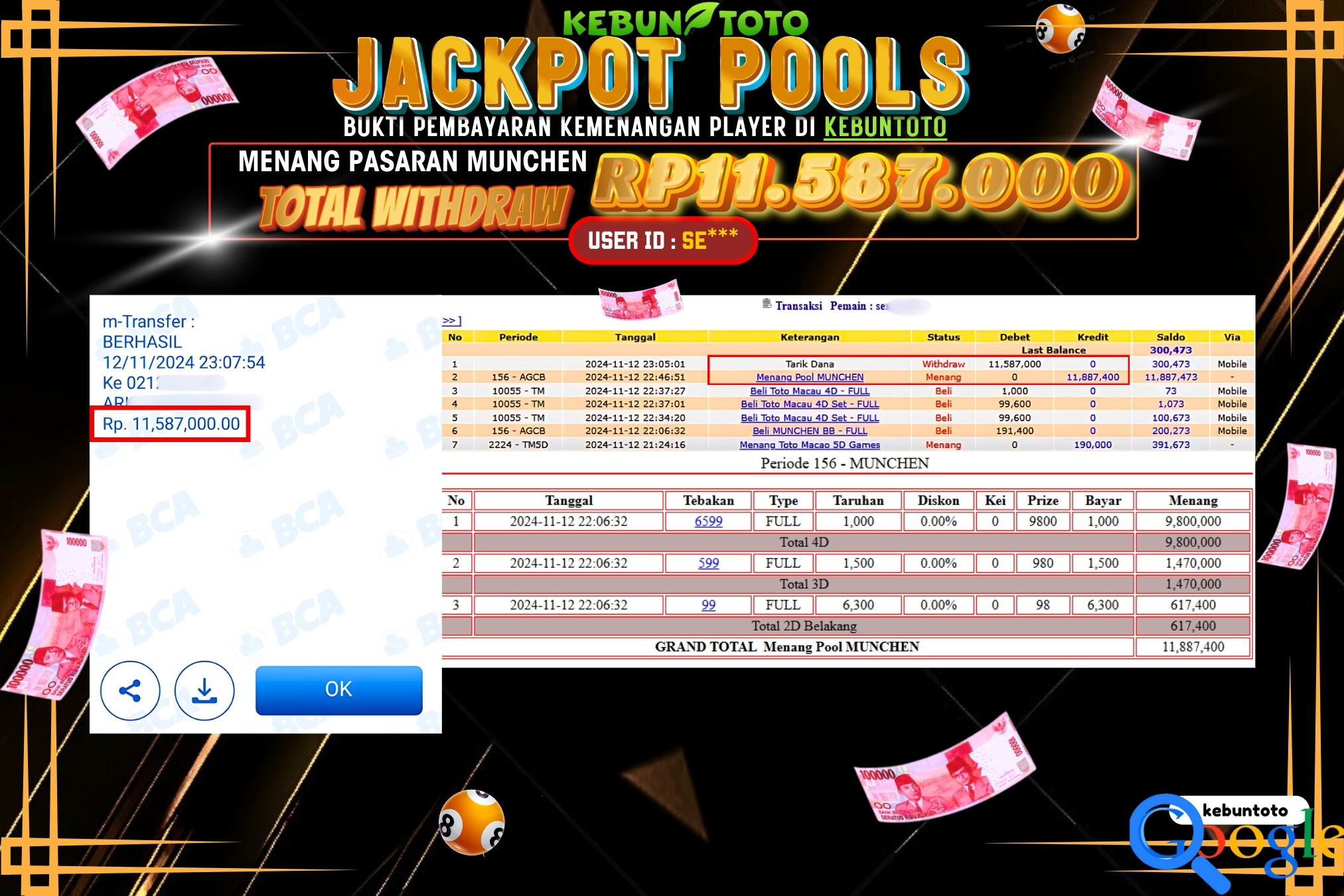 KEBUNTOTO JACKPOT TOGEL PASARAN MUNCHEN Rp.11.587.000,- LUNAS