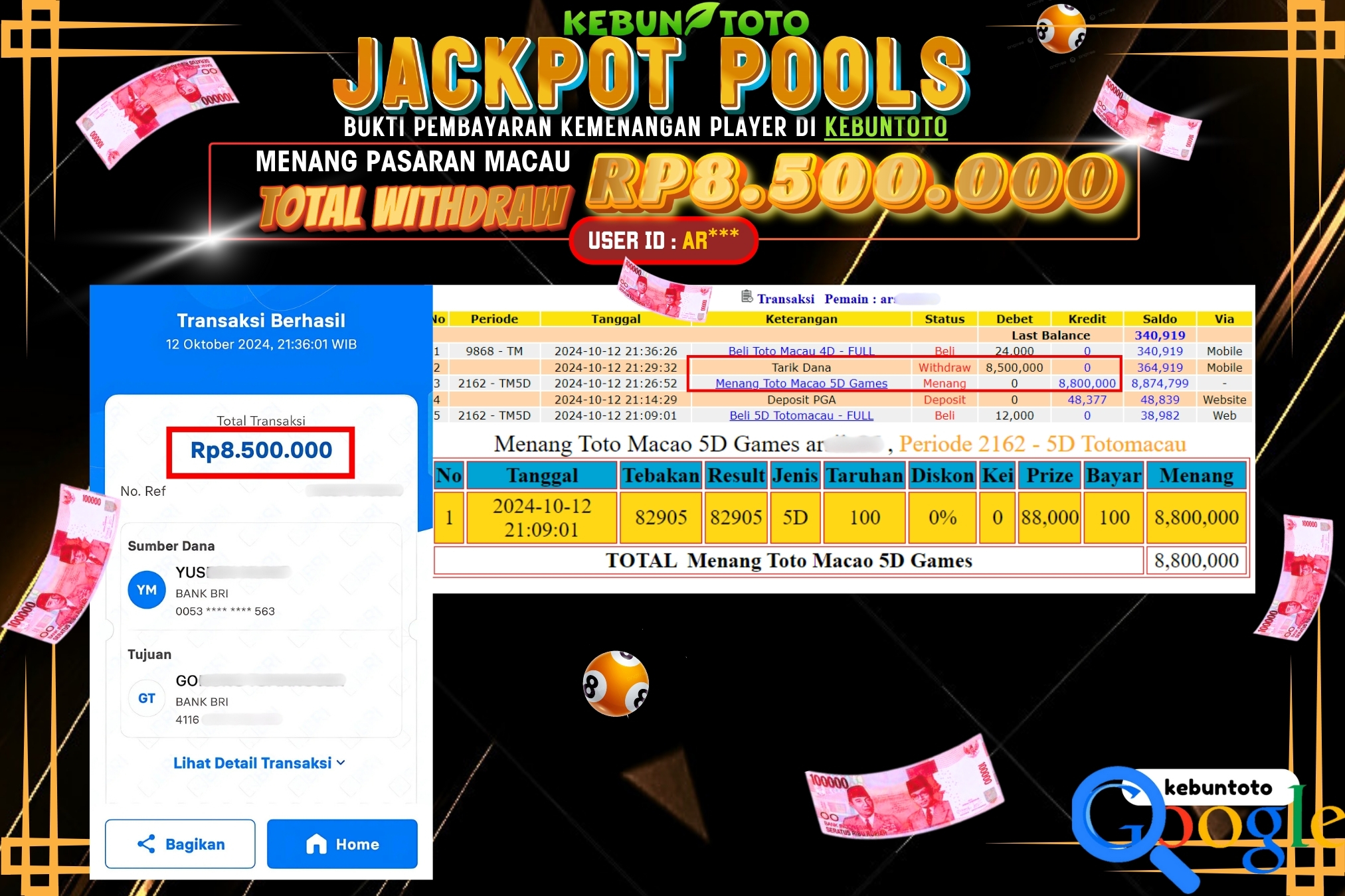 KEBUNTOTO JACKPOT TOGEL PASARAN MACAU Rp.8.500.000,- LUNAS
