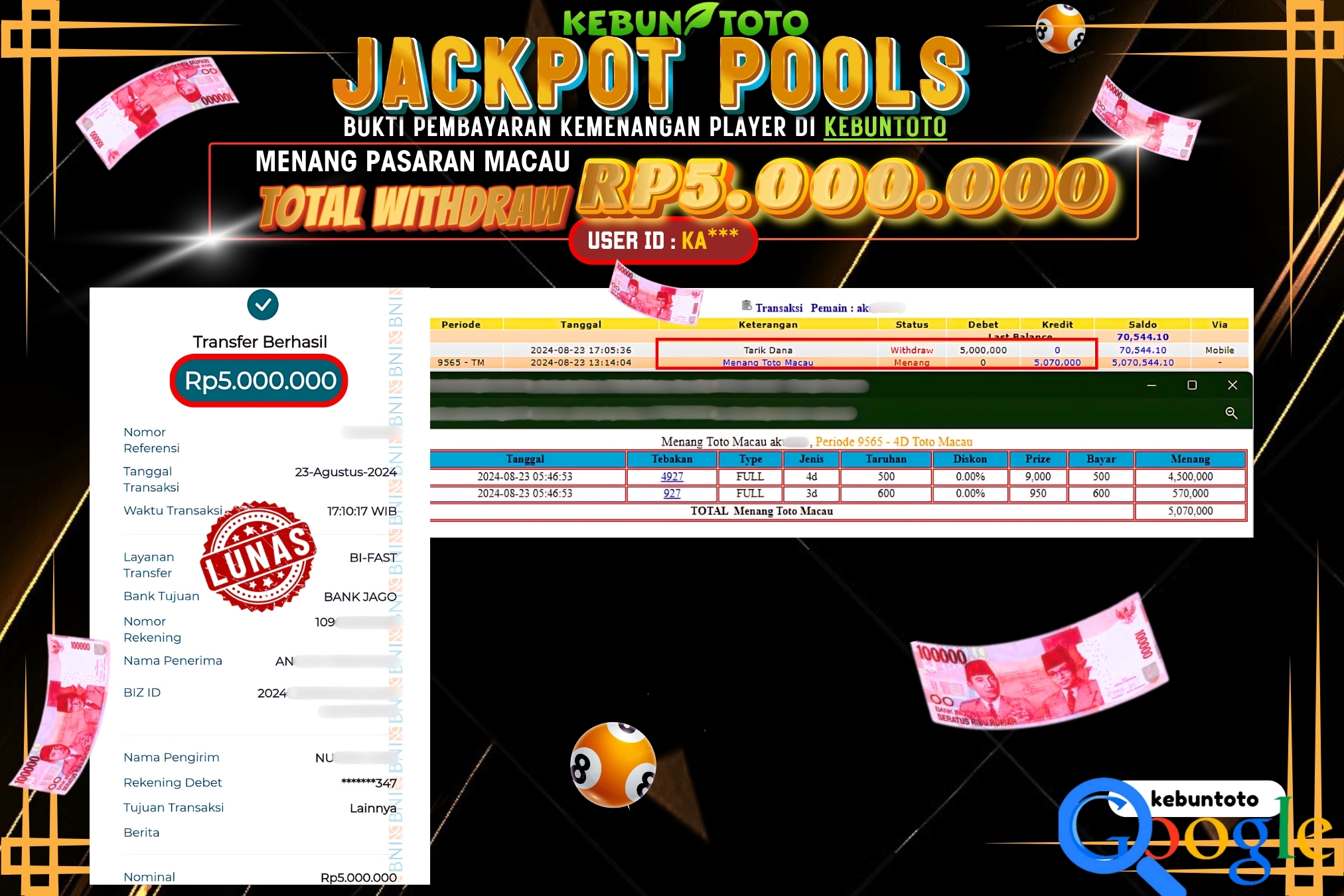 KEBUNTOTO JACKPOT TOGEL PASARAN MACAU Rp.5.000.000,- LUNAS