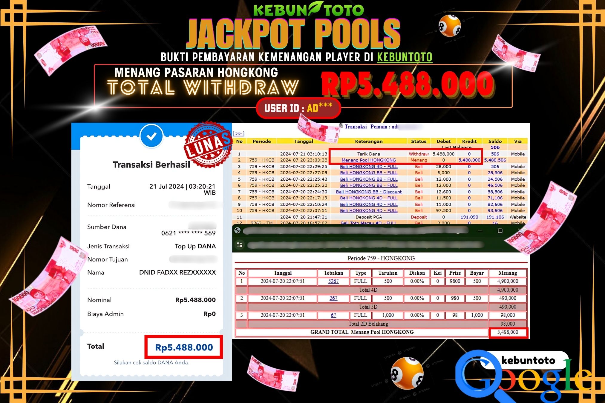 KEBUNTOTO JACKPOT TOGEL PASARAN HONGKONG Rp.5.488.000,- LUNAS