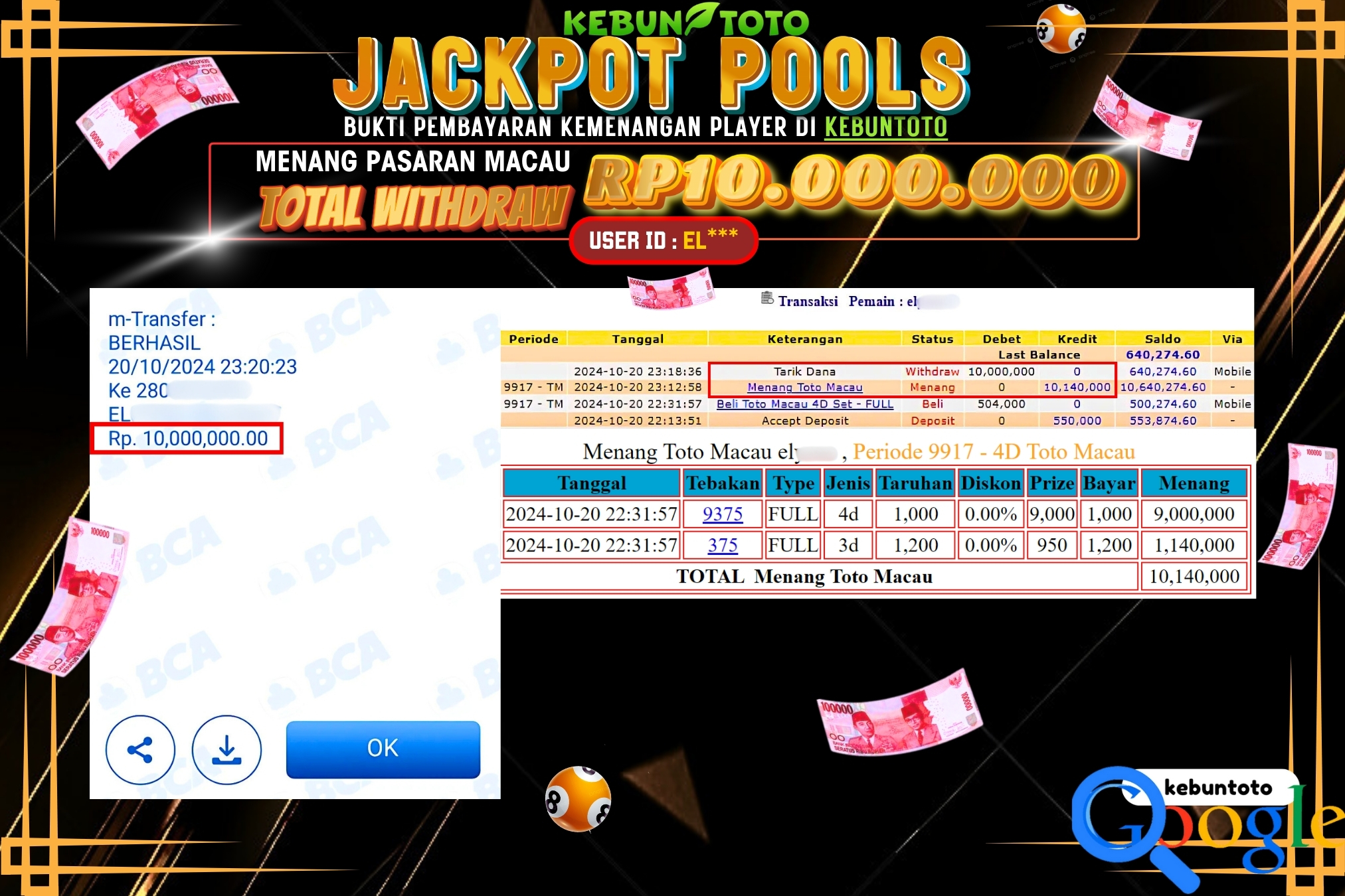 KEBUNTOTO JACKPOT TOGEL PASARAN MACAU Rp.10.000.000,- LUNAS