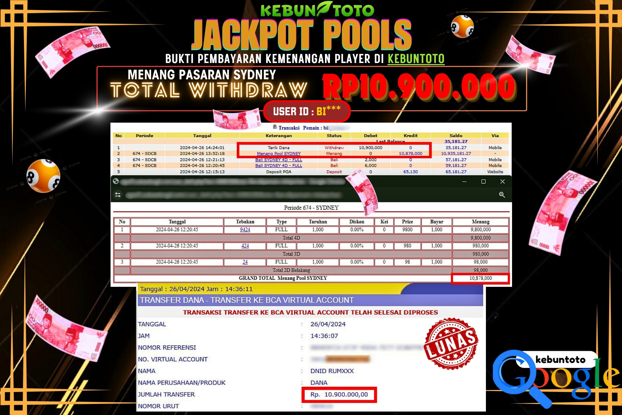 KEBUNTOTO JACKPOT TOGEL PASARAN SYDNEYRp.10.900.000,- LUNAS