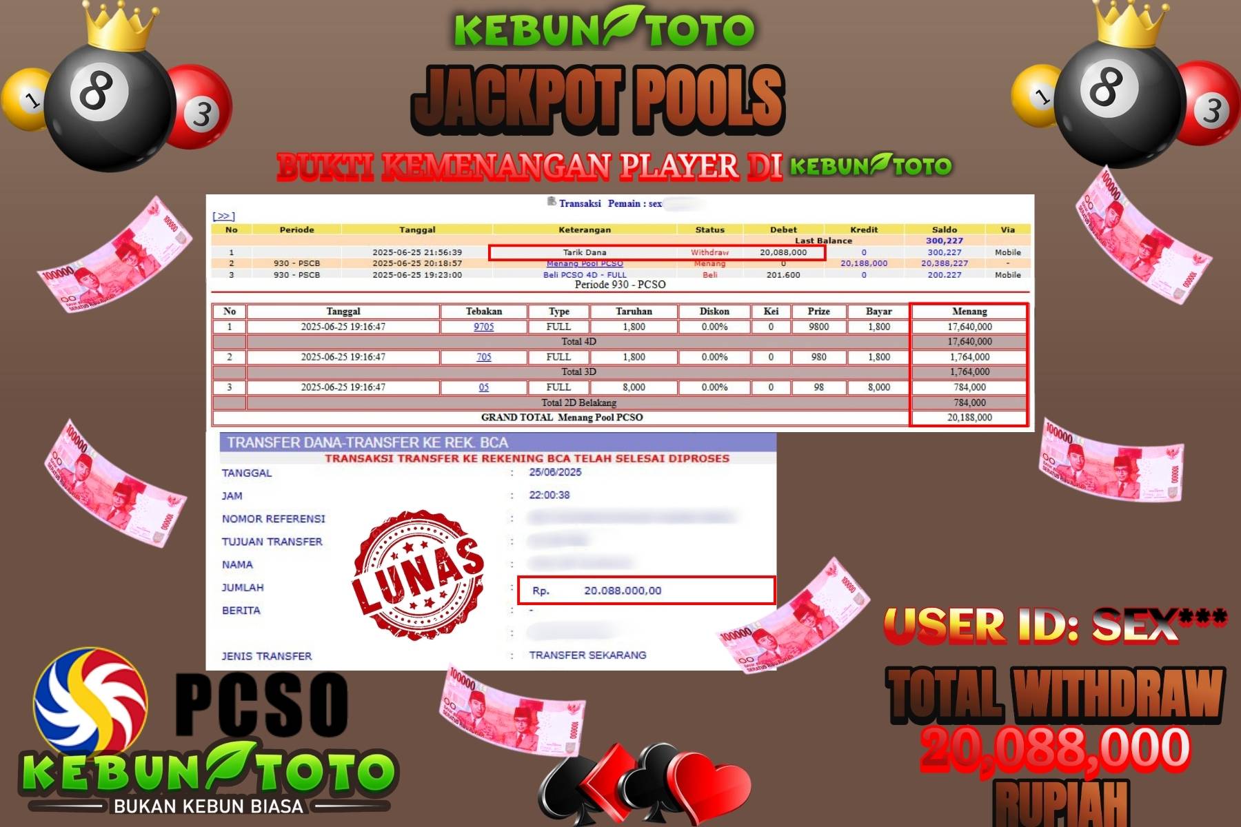 Bukti Kemenangan Rp 20.088.000 TOGEL PSCO di KEBUNTOTO!