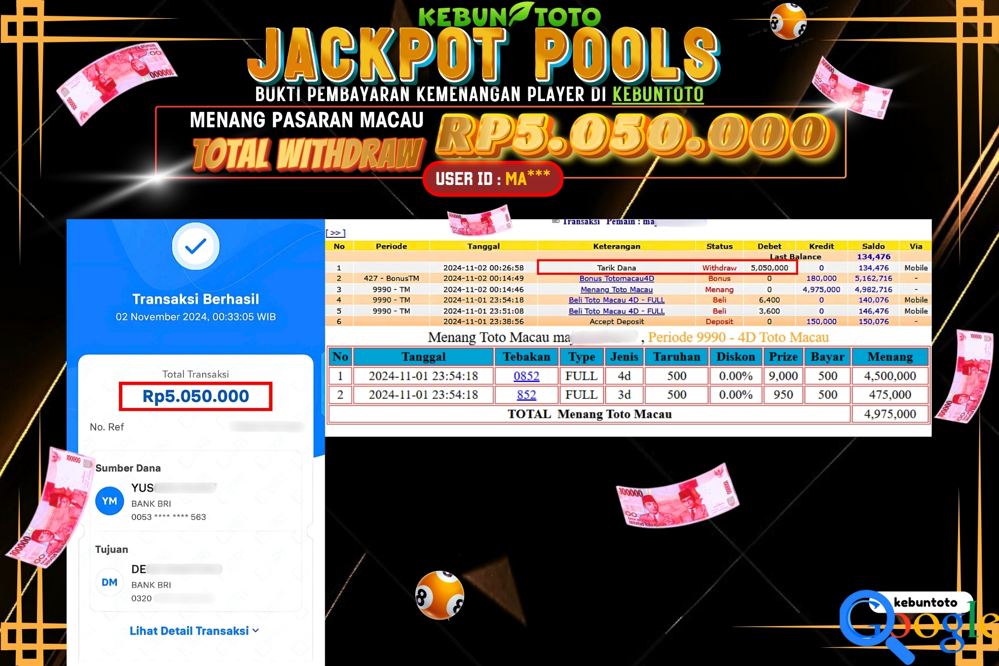 KEBUNTOTO JACKPOT TOGEL PASARAN MACAU Rp.5.050.000,- LUNAS