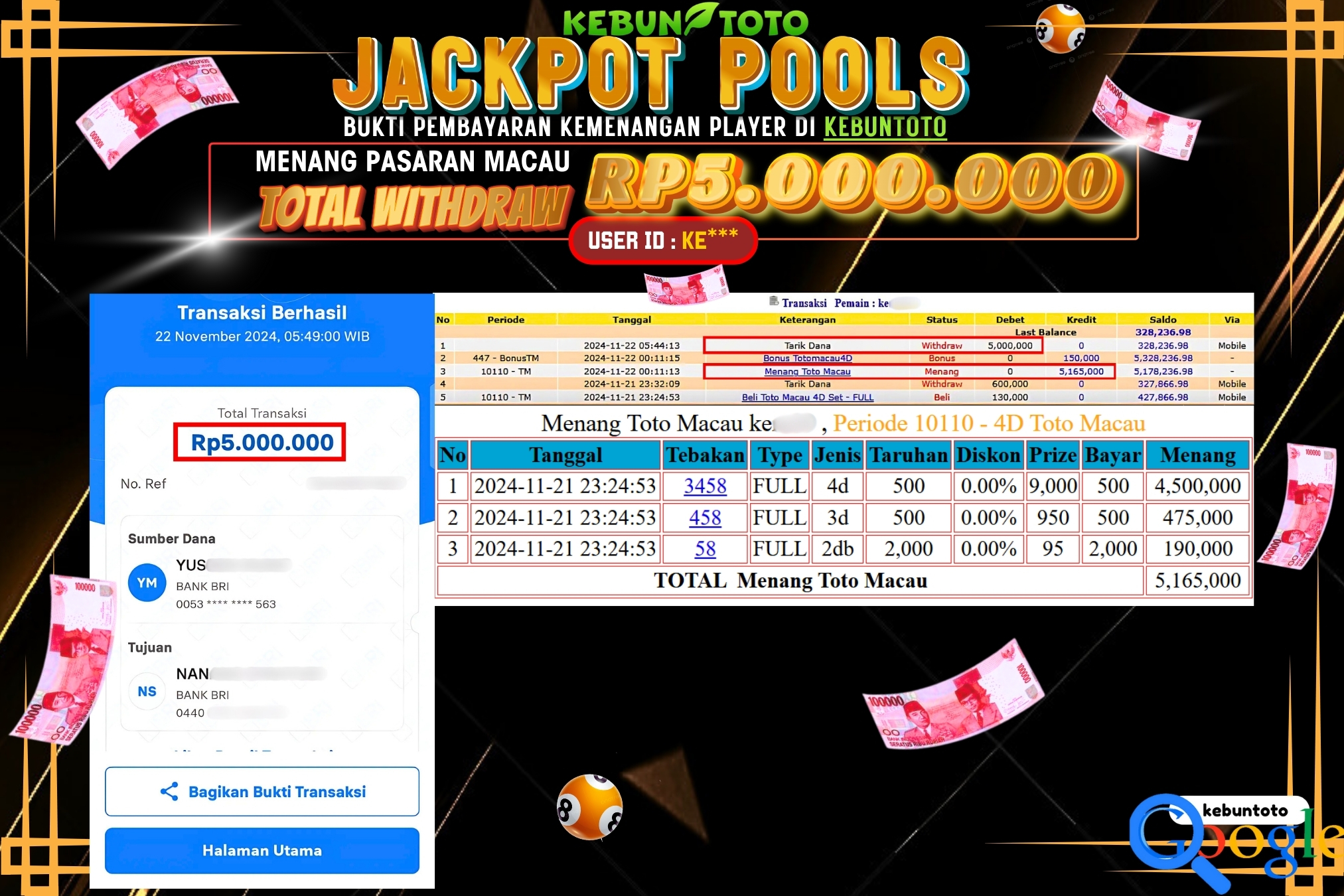 KEBUNTOTO JACKPOT TOGEL PASARAN MACAU Rp.5.000.000,- LUNAS