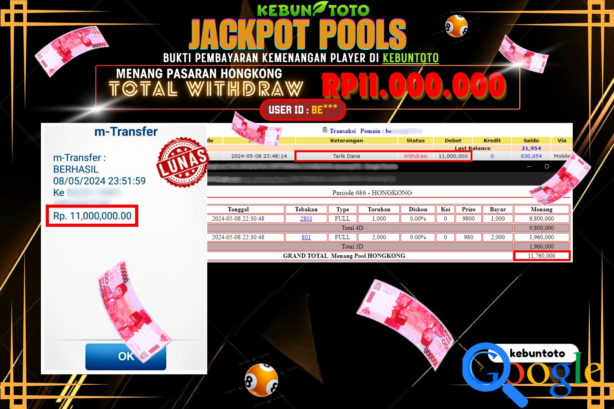 KEBUNTOTO JACKPOT TOGEL PASARAN HONGKONG Rp.11.000.000,- LUNAS