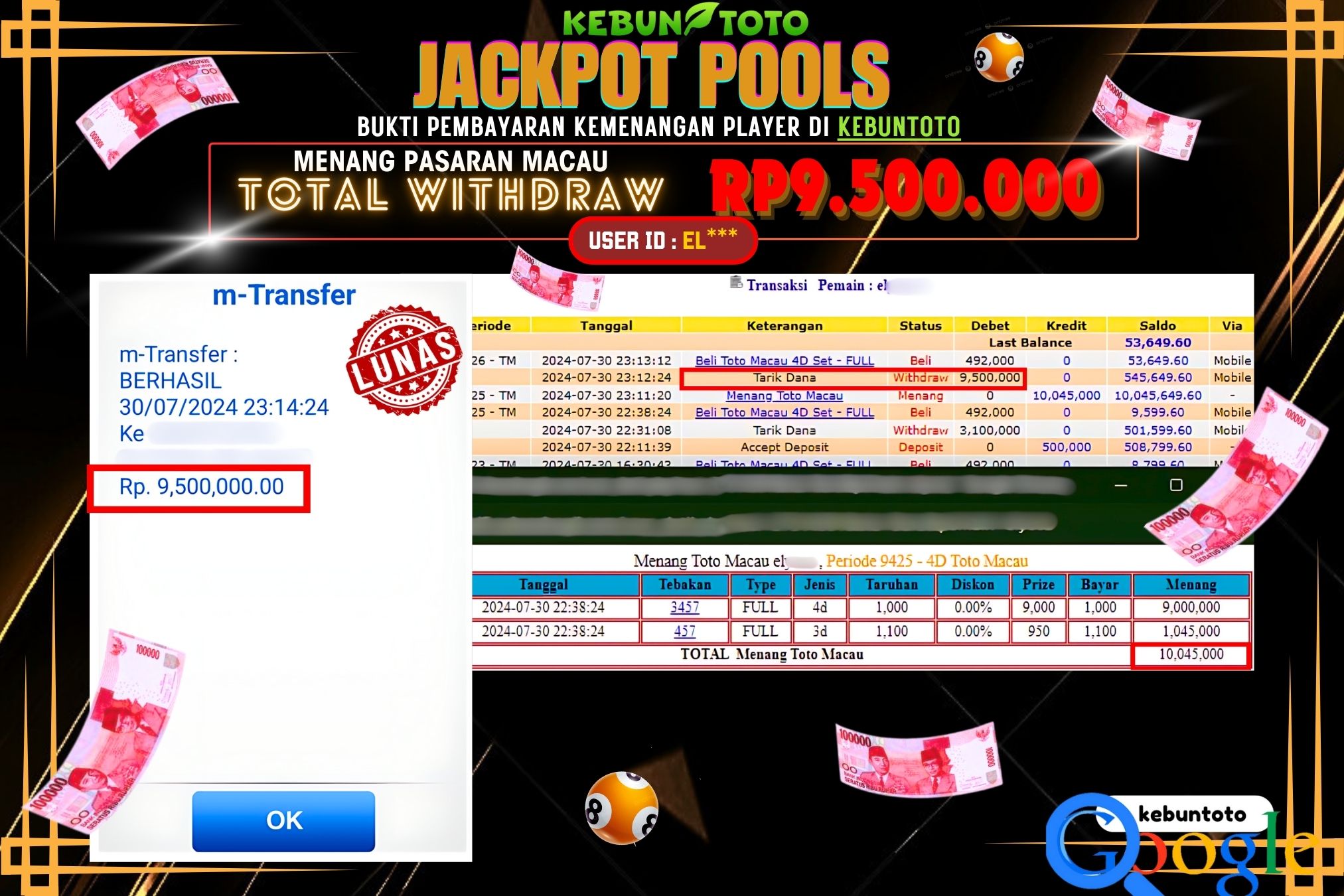 KEBUNTOTO JACKPOT TOGEL PASARAN MACAU Rp.9.500.000,- LUNAS