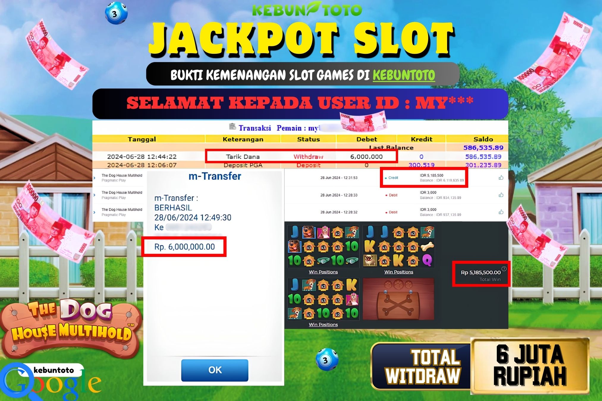 KEBUNTOTO JACKPOT SLOT THE DOG HOUSE MULTIHOLD Rp.6.000.000,- LUNAS