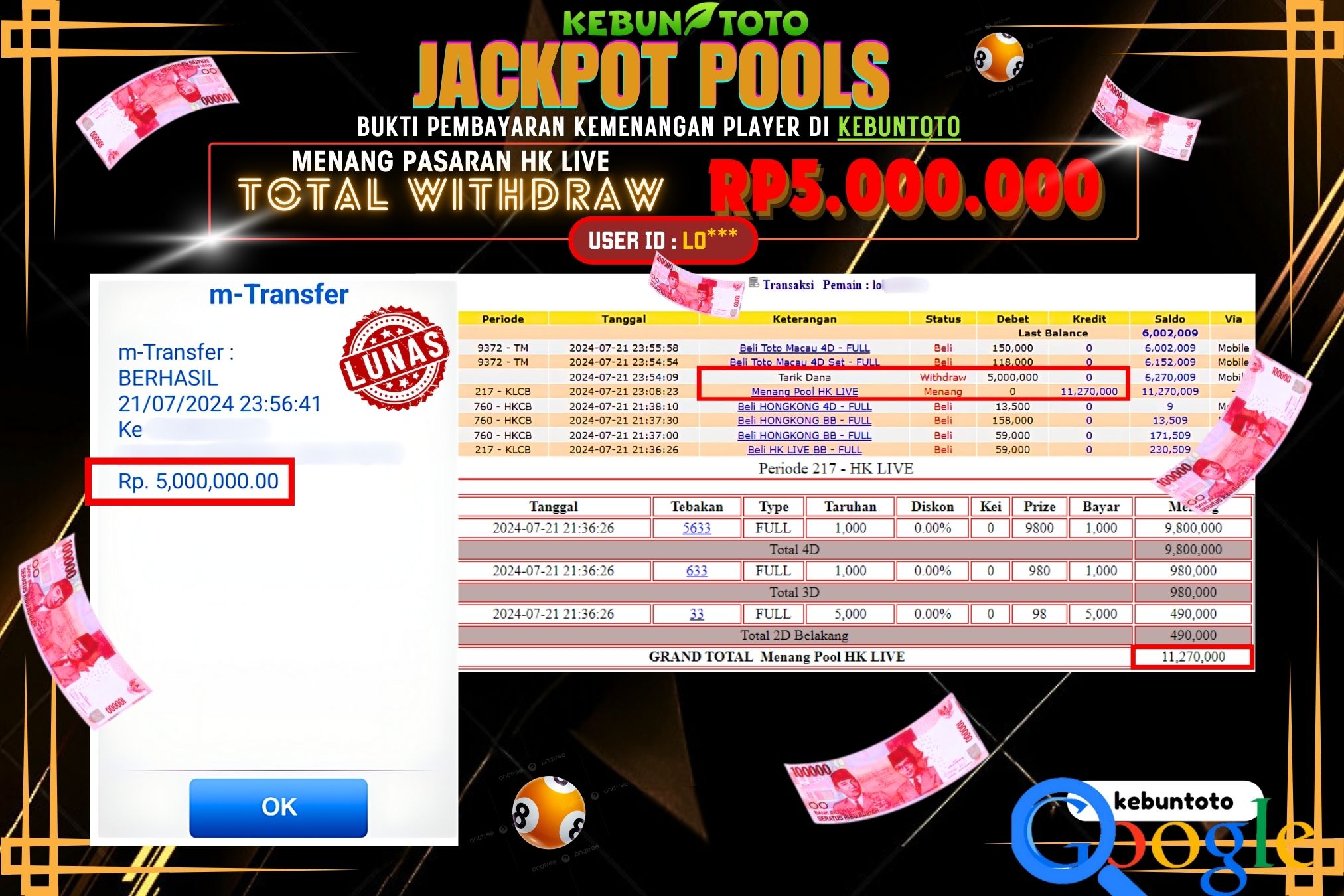 KEBUNTOTO JACKPOT TOGEL PASARAN HK LIVE Rp.5.000.000,- LUNAS