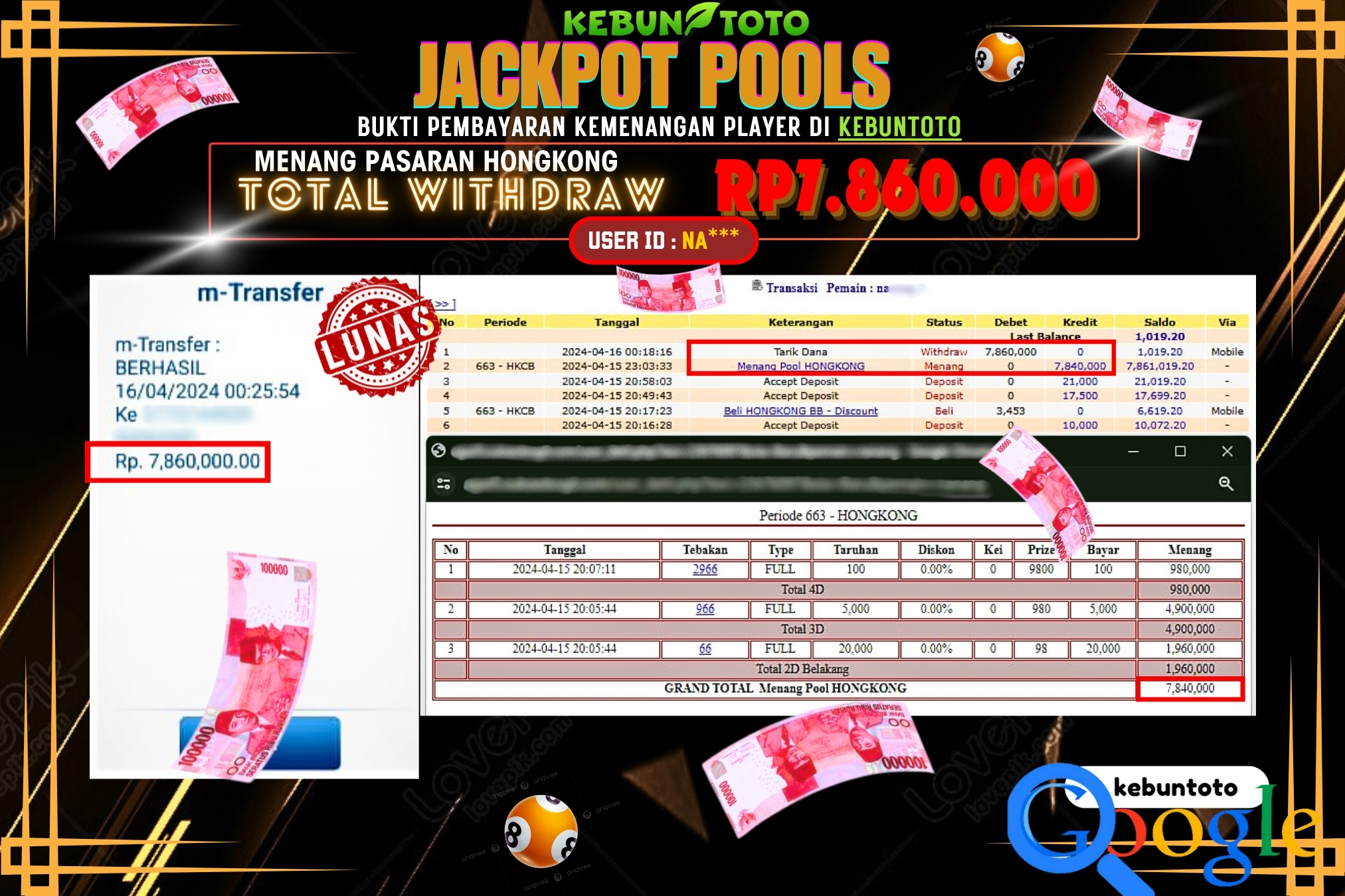 KEBUNTOTO JACKPOT TOGEL PASARAN HONGKONG Rp.7.860.000,- LUNAS