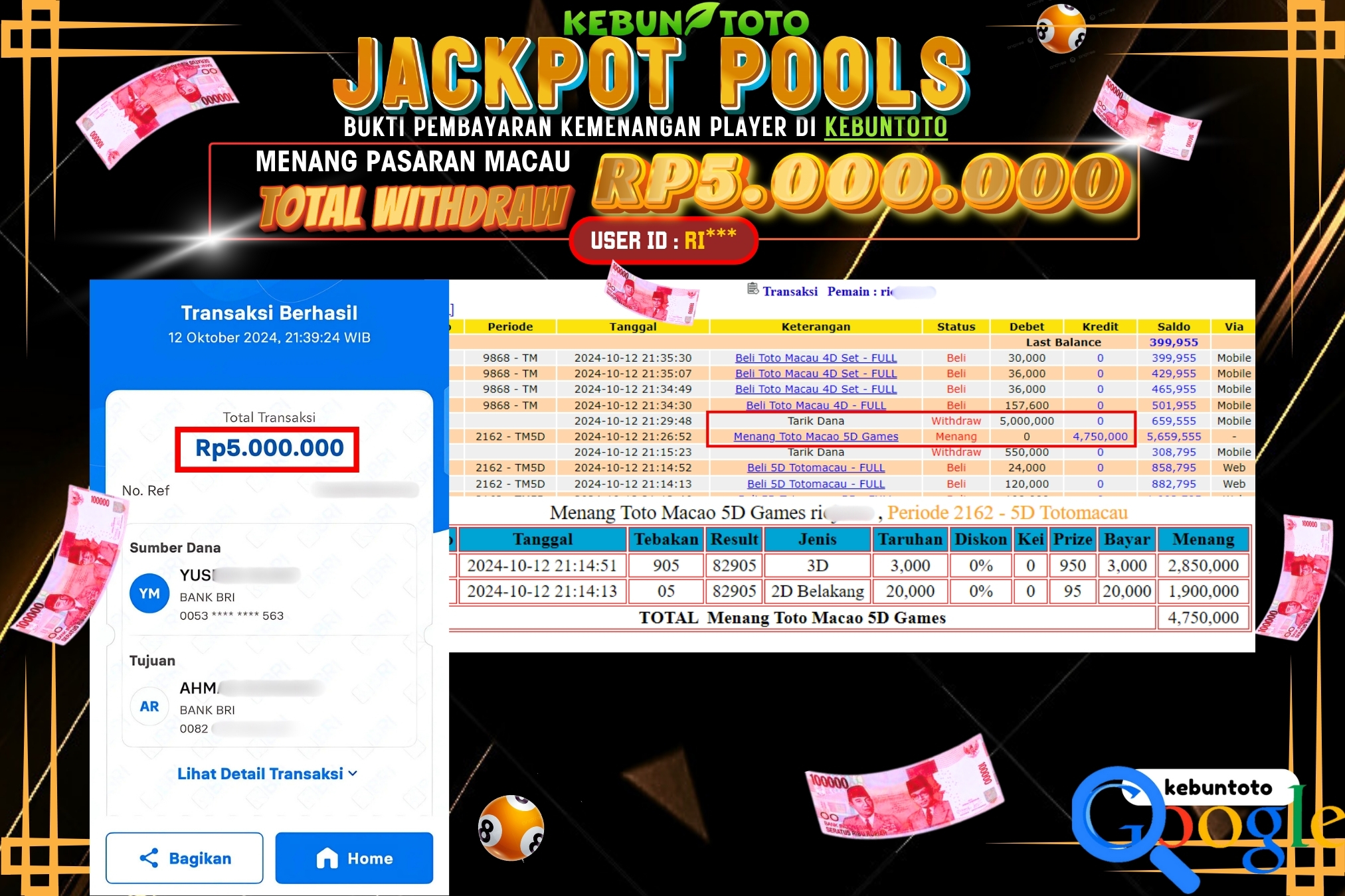 KEBUNTOTO JACKPOT TOGEL PASARAN MACAU Rp.5.000.000,- LUNAS