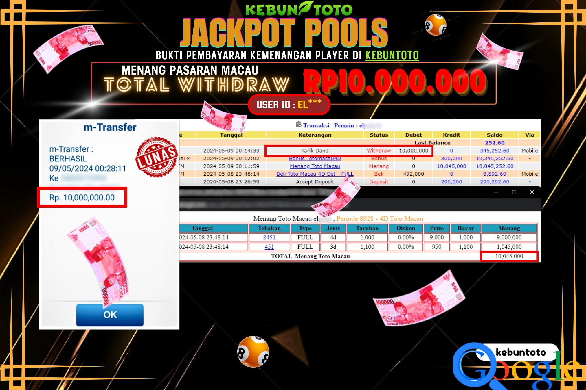 KEBUNTOTO JACKPOT TOGEL PASARAN MACAU Rp.10.000.000,- LUNAS